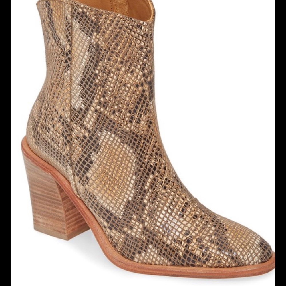 NIB-Free People Snake-Print Leather Ankle Boot